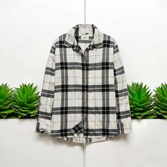 NEW! AE Black & White Button Down Shirt Flannel (SHAKET)  Cotton  Oversided Sz L - Picture 3 of 6